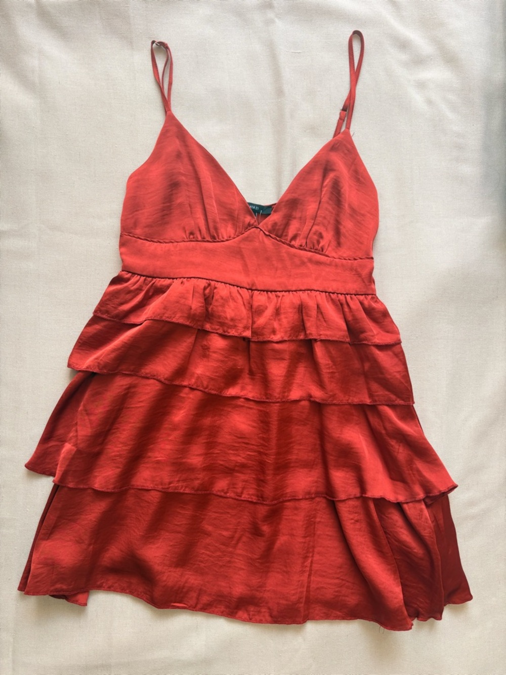 Forever 21 Red Satin Cami Dress with V-Neck♥️